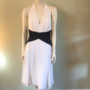 “NEW ARRIVALS” Brand-New Tadashi Petite Collection White Silk V Neck Dress